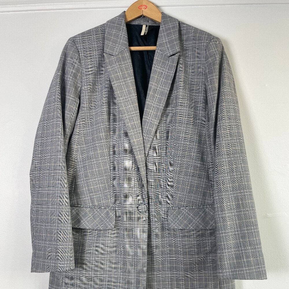 TOP SHOP Oversized Checked Black and White Blazer Size 36 EU - Picture 4 of 13